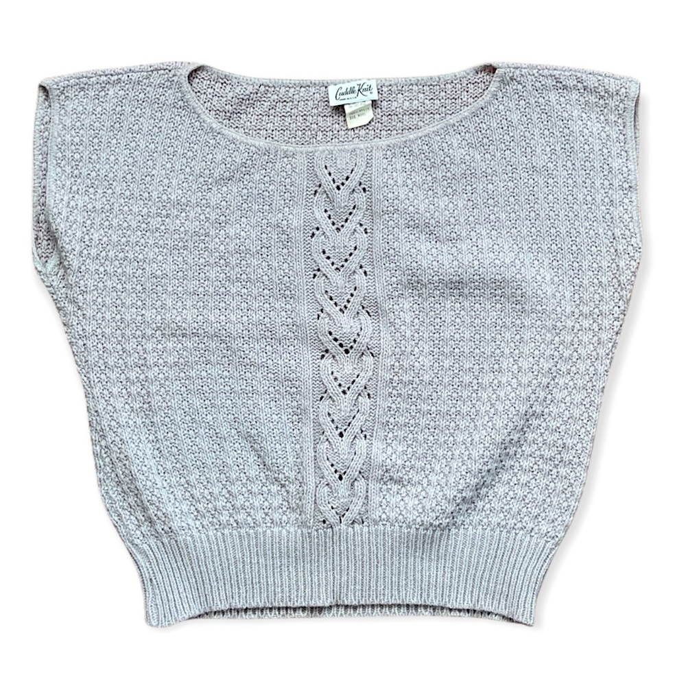 Vintage Cuddle Knit Wool Blend Sweater Vest Grey Neutral Size Medium